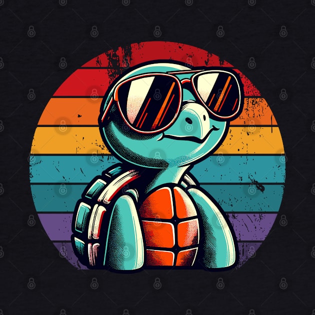 Retro Turtle in Sunglasses Barbeque Pool Party Funny Turtle by KsuAnn